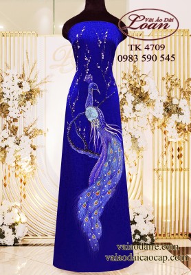 Vải áo dài kết chim công cao cấp-ADK2589