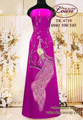 Vải áo dài kết chim công cao cấp-ADK2590
