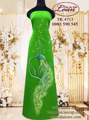 Vải áo dài kết chim công cao cấp-ADK2591