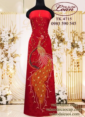 Vải áo dài kết chim công cao cấp-ADK2593