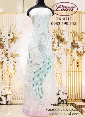 Vải áo dài kết chim công cao cấp-ADK2595