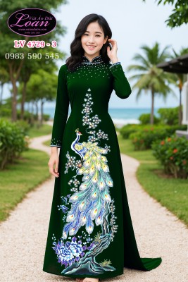 Vải áo dài vẽ chim công-ADV2605