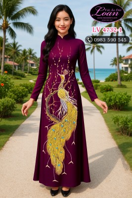 Vải áo dài kết chim công-ADK2608