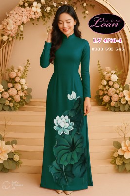 Vải áo dài vẽ hoa sen cao cấp-ADV2610