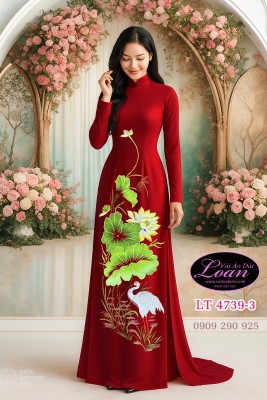 Vải áo dài thêu hoa sen-ADT2613