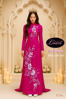 Vải áo dài kết cườm cao cấp-ADK2625