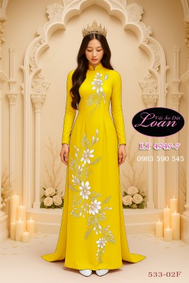 Vải áo dài kết cườm cao cấp-ADK2625