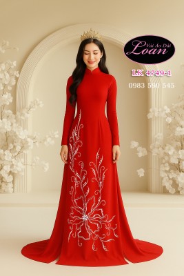Vải áo dài kết pha lê cao cấp-ADK2626
