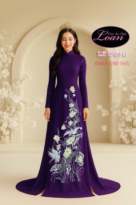 Vải áo dài thêu hoa sen-ADT2629