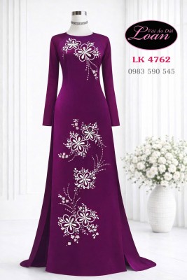 Vải áo dài kết pha lê đơn giản-ADK2634