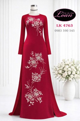 Vải áo dài kết pha lê đơn giản-ADK2635