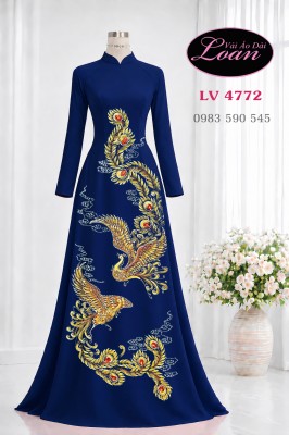 Vải áo dài vẽ đôi phượng hoàng-ADV2643