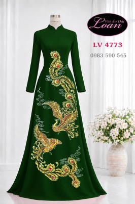 Vải áo dài vẽ đôi phượng hoàng-ADV2644