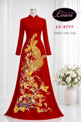 Vải áo dài vẽ chim phượng hoàng-ADV2648