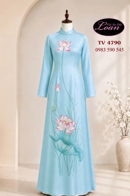 Vải áo dài vẽ - kết hoa sen-ADV2656