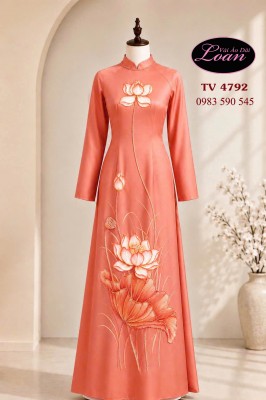 Vải áo dài vẽ - kết hoa sen-ADV2658