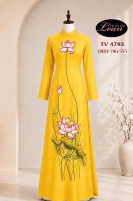 Vải áo dài vẽ - kết hoa sen-ADV2659