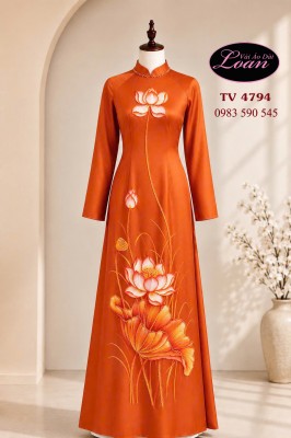 Vải áo dài vẽ - kết hoa sen-ADV2660