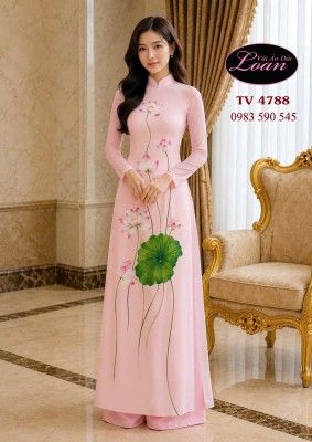 Vải áo dài vẽ hoa sen-ADV2667