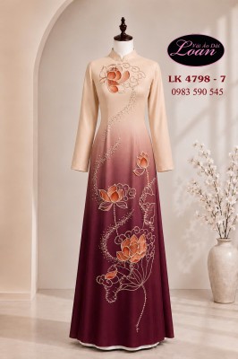 Vải áo dài kết hoa sen-ADK2670