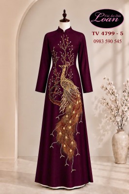 Vải áo dài kết chim công cao cấp-ADK2671