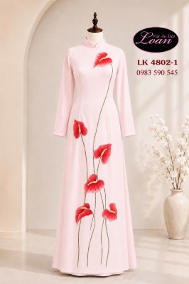 Vải áo dài kết hoa hồng môn-ADK2673