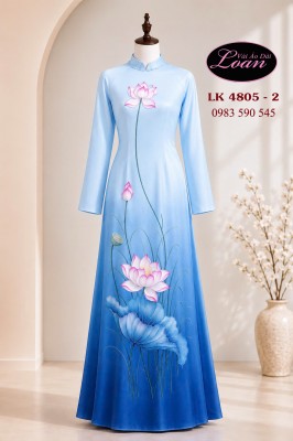 Vải áo dài vẽ kết hoa sen-ADK2675