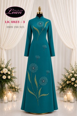 Vải áo dài kết hoa bồ công anh-ADK2687