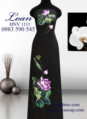 Vải áo dài Thái Tuấn vẽ hoa sen-ADV441