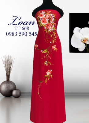 Vải áo dài thêu hoa-ADT64