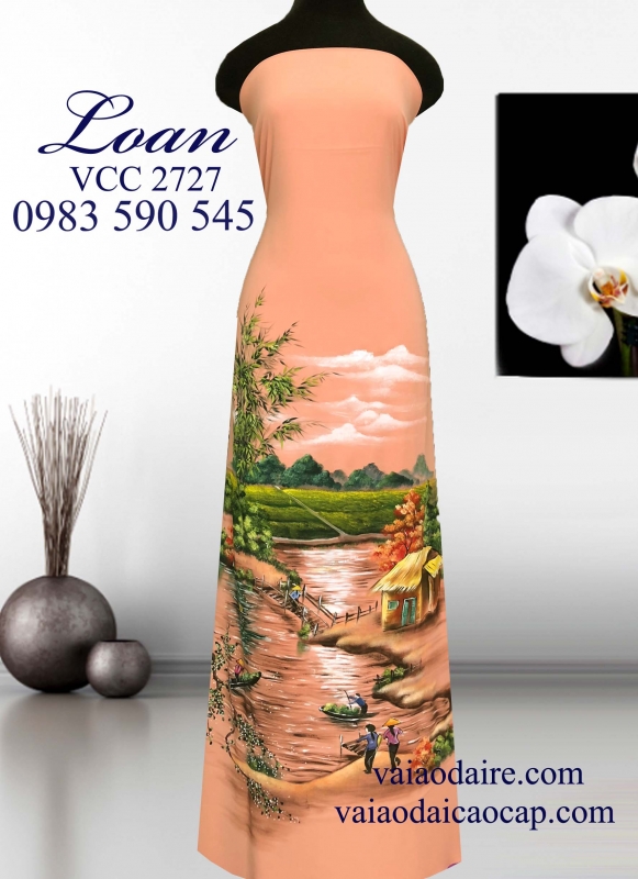 Vải áo dài vẽ phong cảnh-ADV744-Shop vải áo dài cao cấp Loan