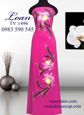 Vải áo dài Thái Tuấn vẽ hoa Lan-ADV747