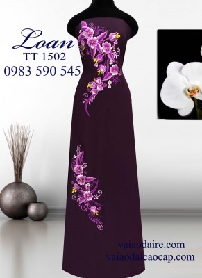 Vải áo dài thêu hoa-ADT751