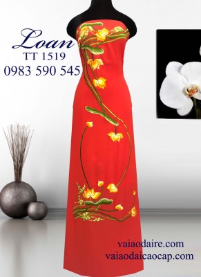 Vải áo dài thêu hoa Sen-ADT770