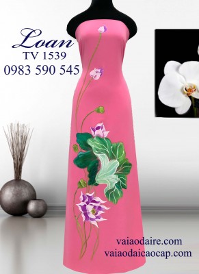 Vải áo dài vẽ hoa Sen-ADV790