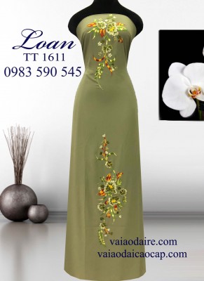 Vải áo dài thêu hoa-ADT856