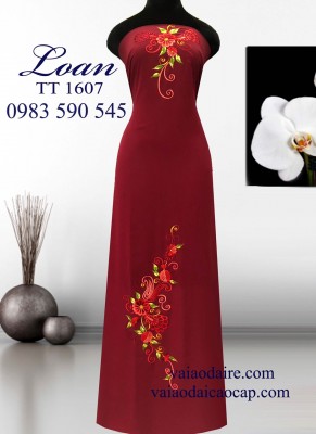 Vải áo dài thêu hoa-ADT859