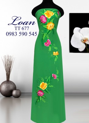 Vải áo dài thêu hoa dây-ADT92