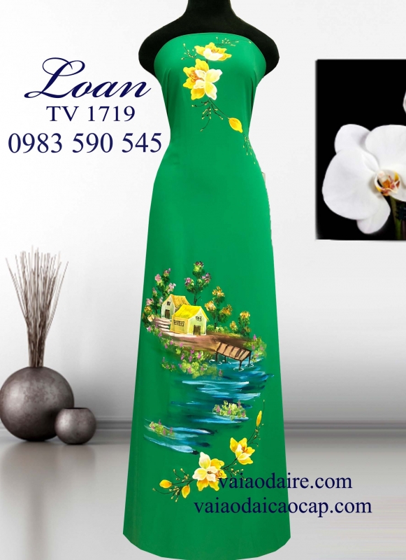 Vải áo dài vẽ phong cảnh-ADV965-Shop vải áo dài cao cấp Loan